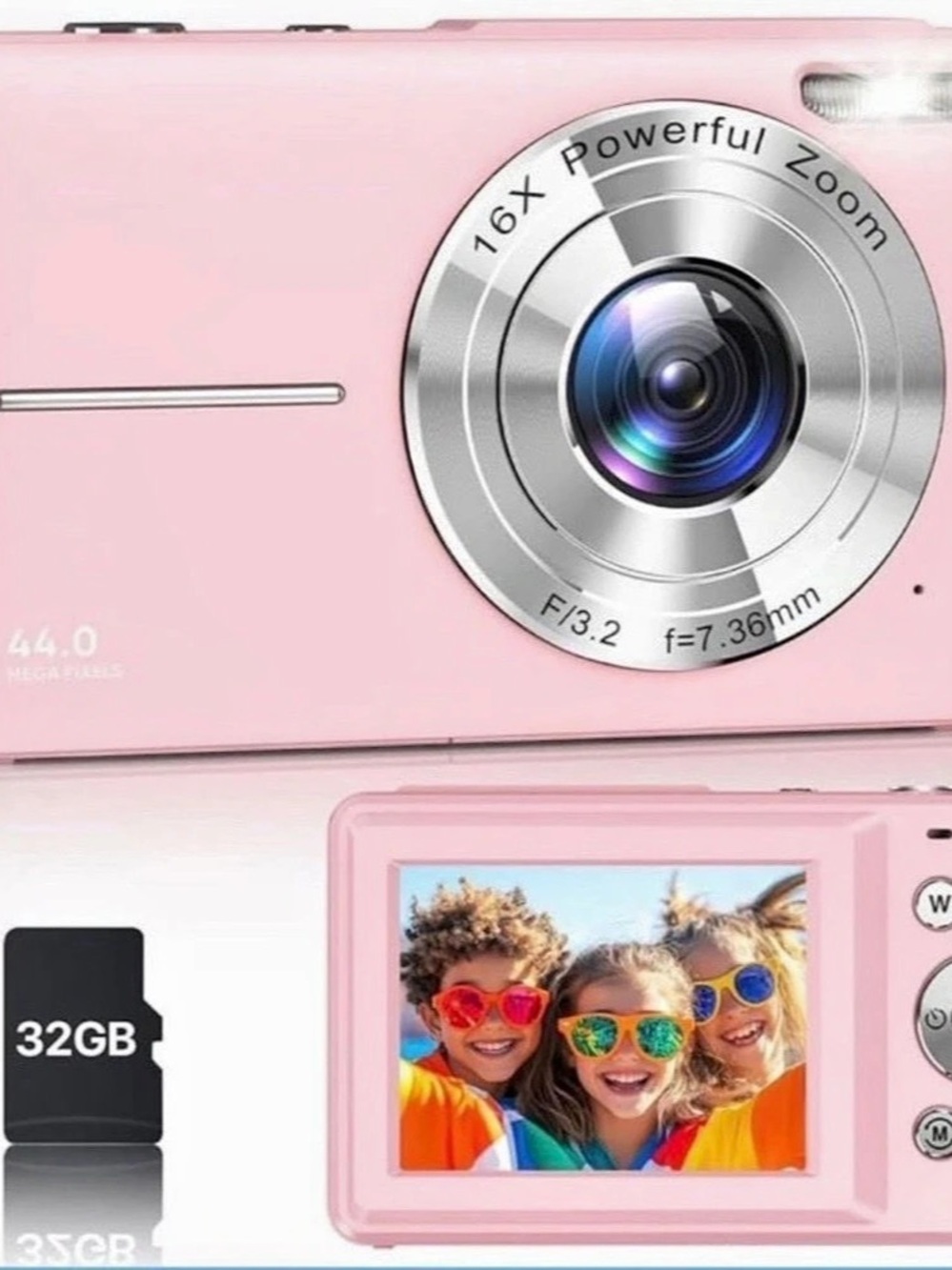 DC403 44MP 16X Zoom Compact Digital Camera Pink
